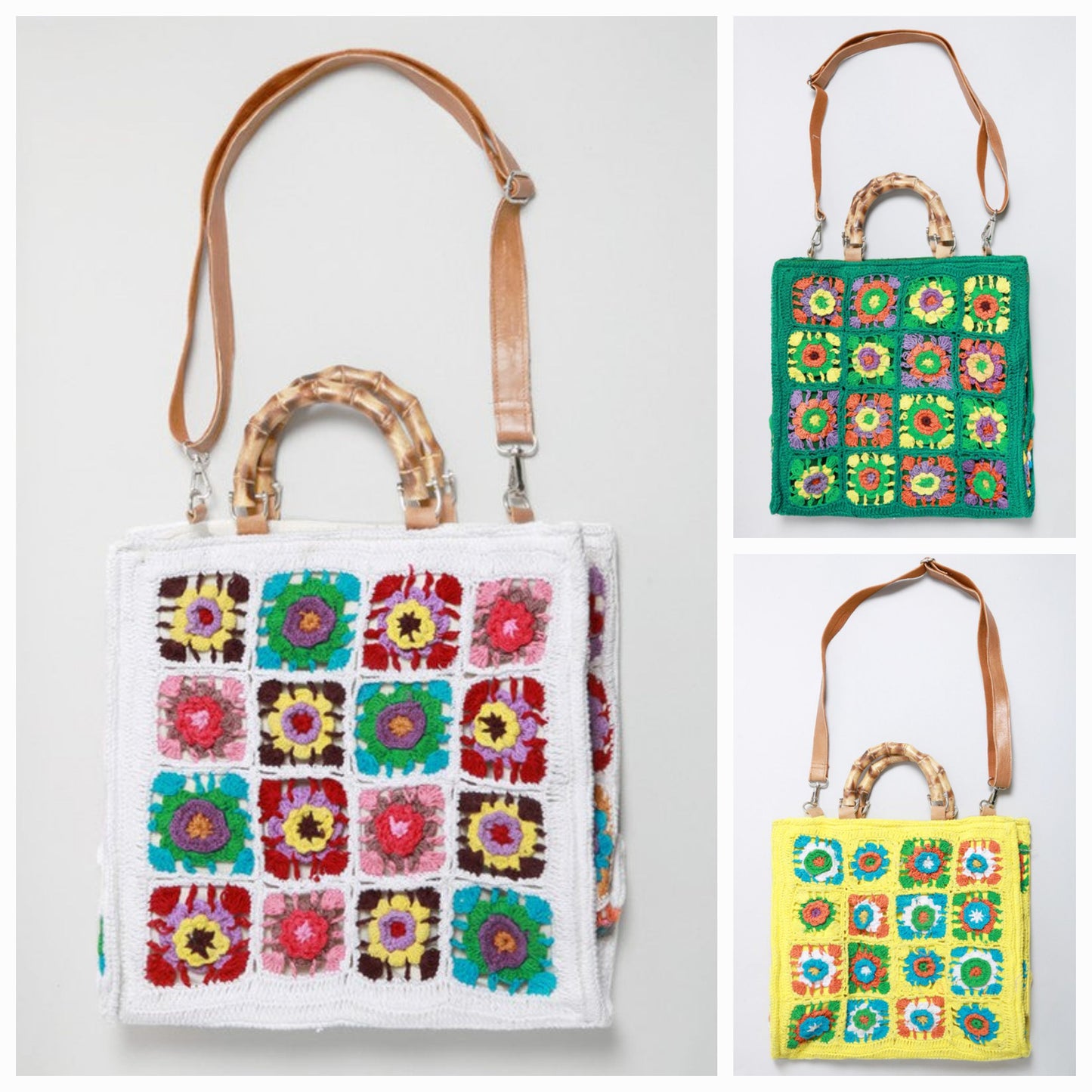 Bamboo Handle Crochet Bag