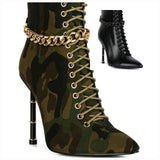 Moulin Ringed Stiletto Camouflage Ankle Boots