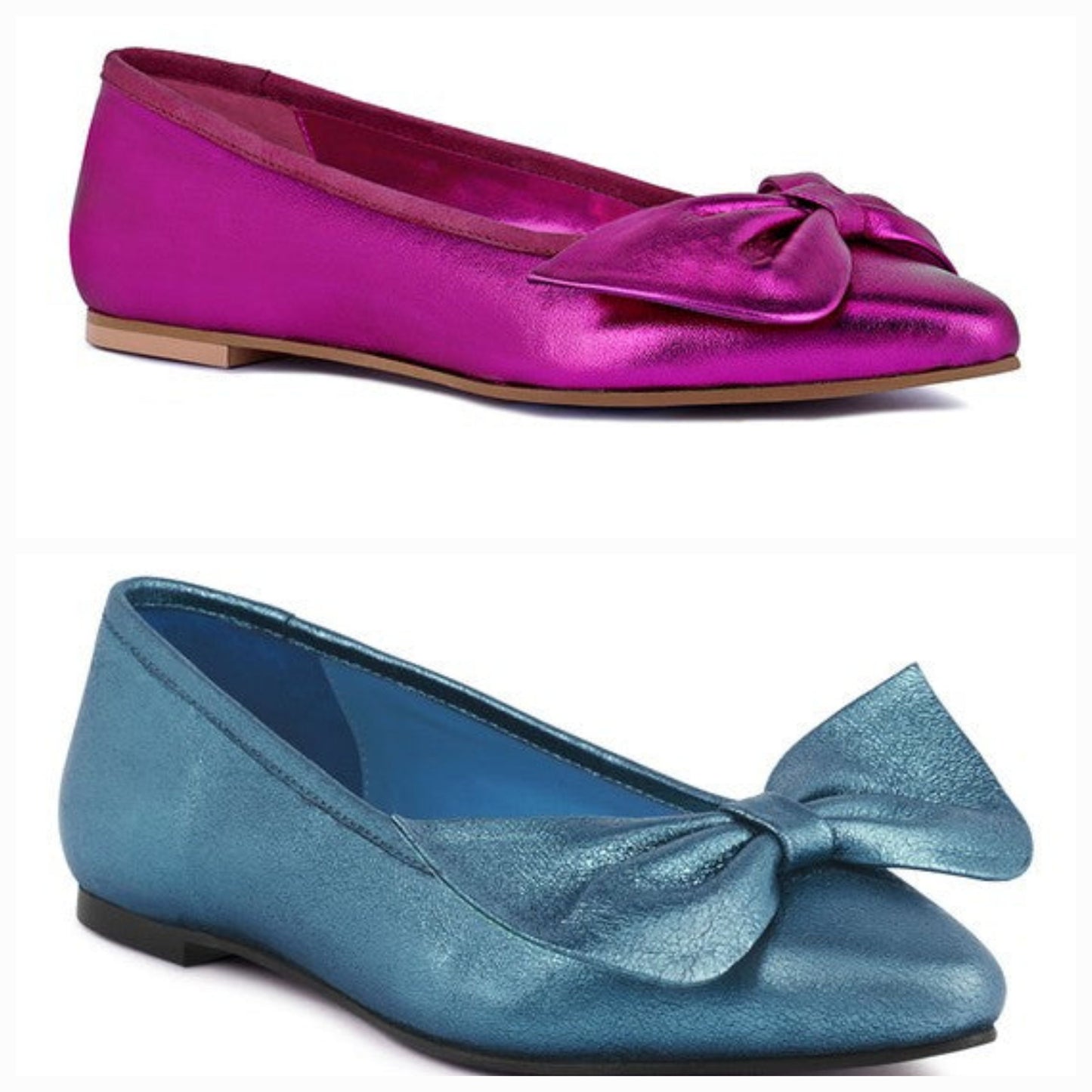 PIE-TRIBE Metallic Big Bow Ballerinas