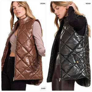 VEGAN LEATHER PUFFER VEST