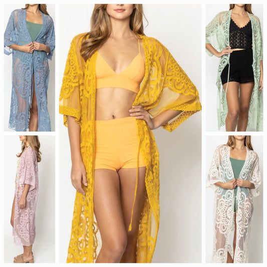 Oriental Patterned Laced Kimono