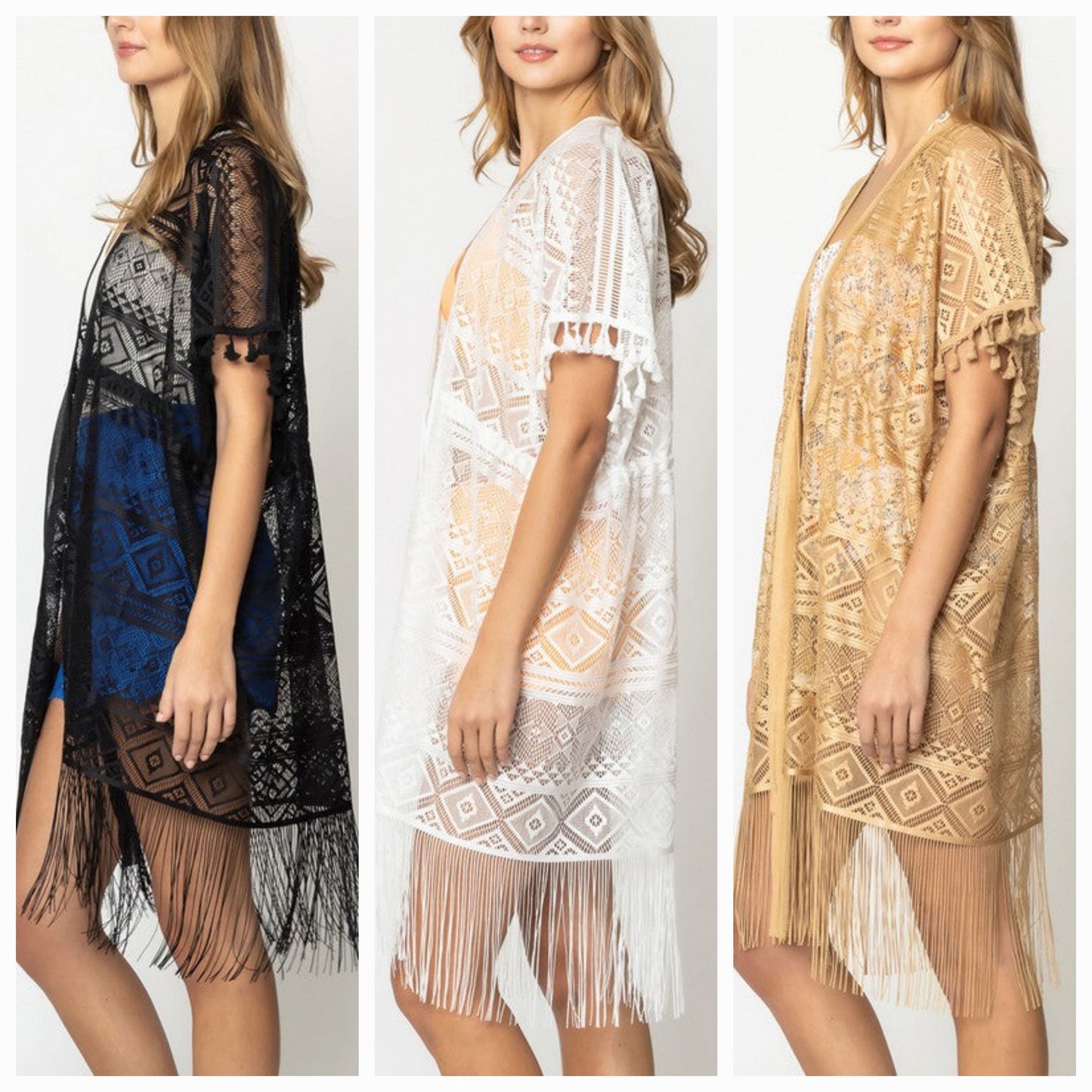 Geometric Pattern Laced Kimono