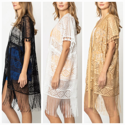 Geometric Pattern Laced Kimono