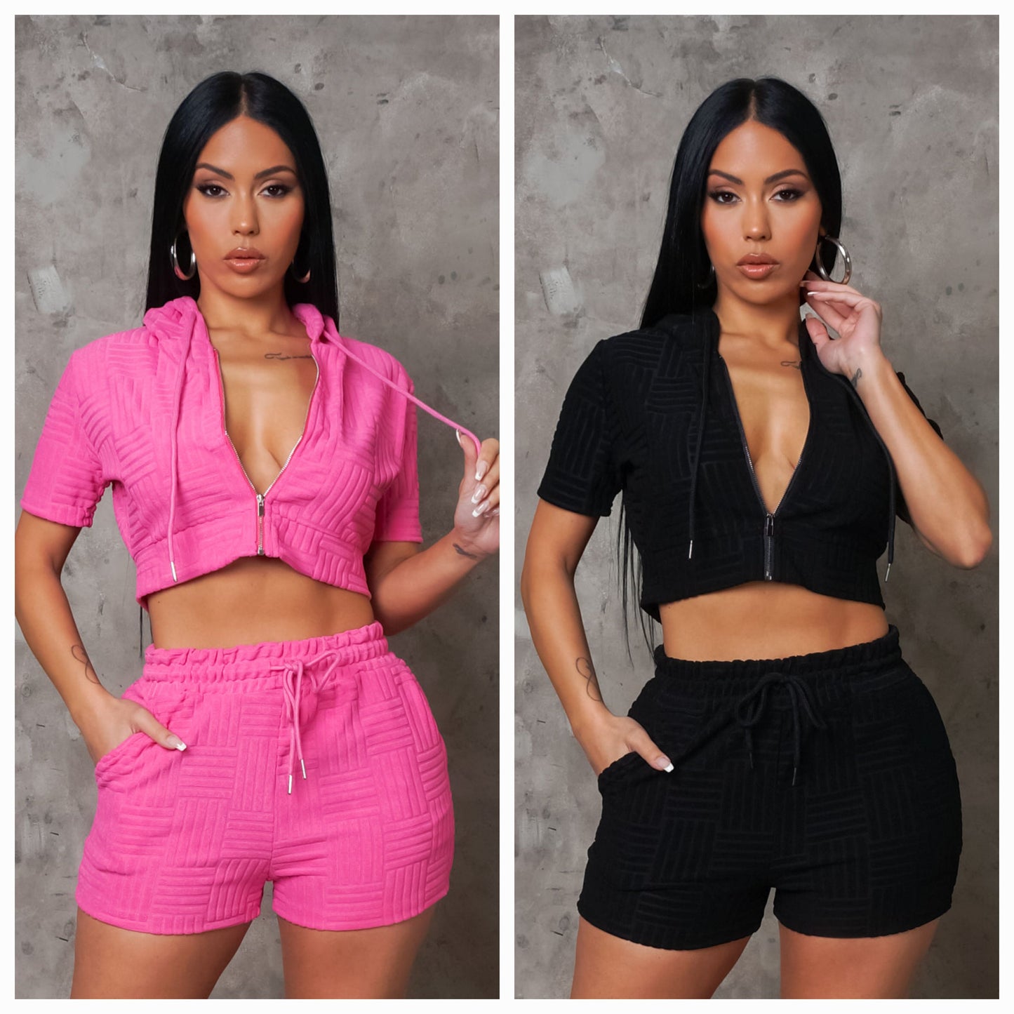 Casual Shorts & Hoodie Top Set