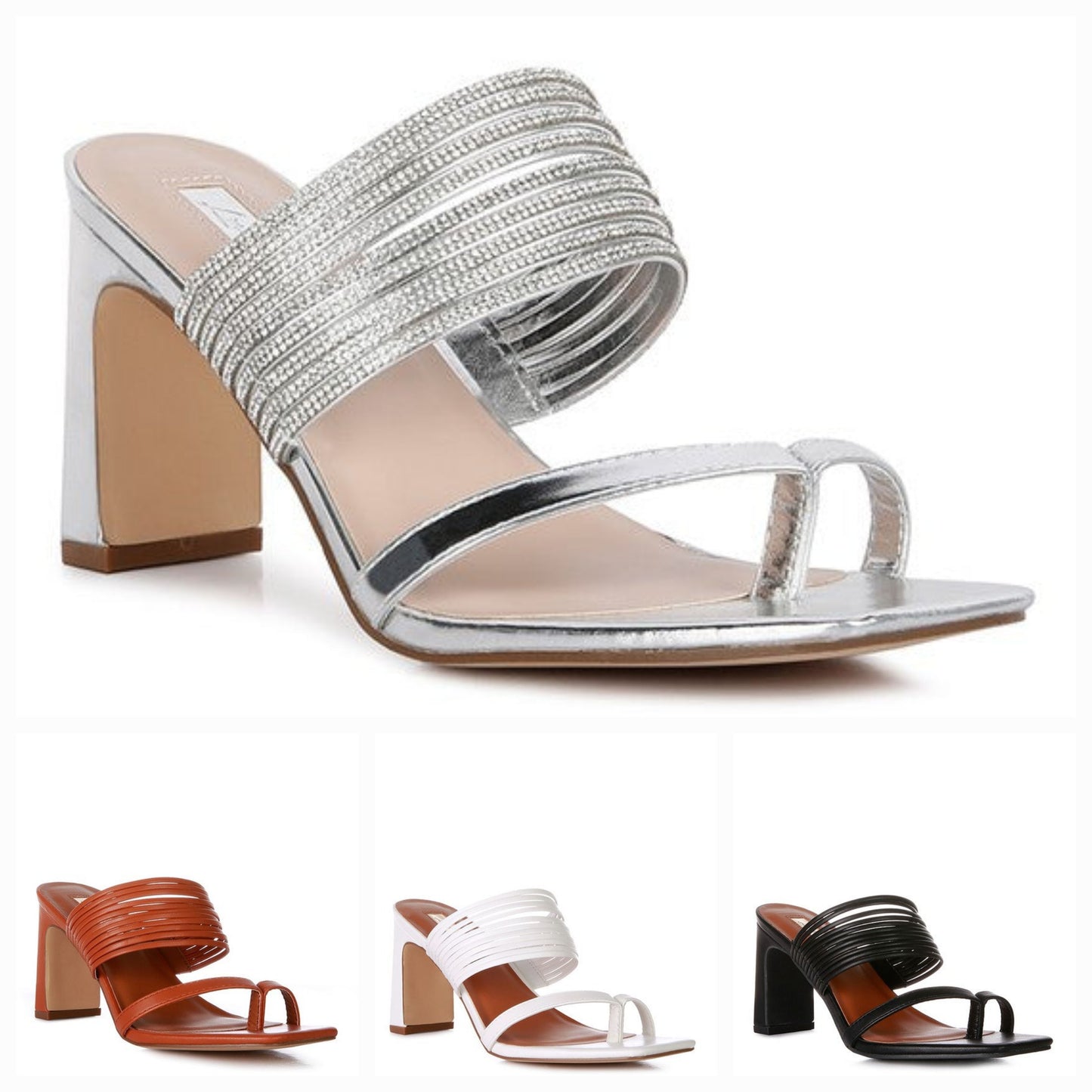Toe Ring Mid Block Heel Sandals