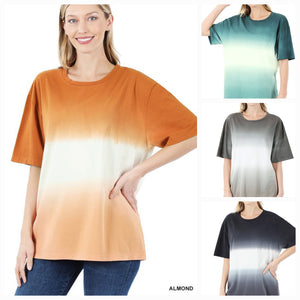 DIP DYE SHORT SLEEVE ROUND NECK TOP