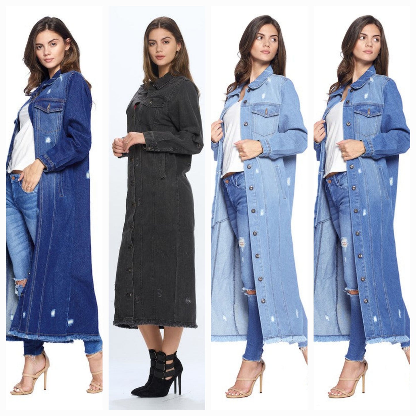 Distressed Maxi Denim Jacket