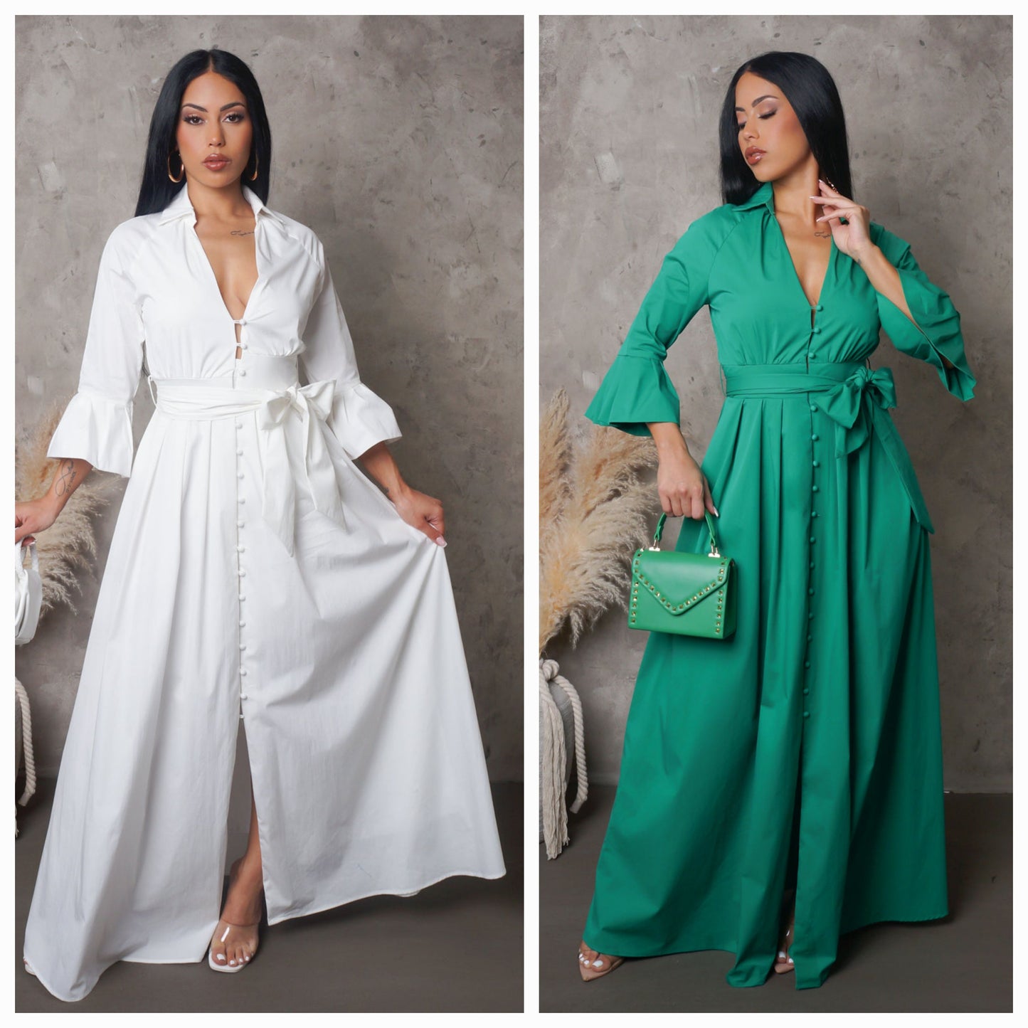 Goddess 3/4 Sleeve Maxi Dress