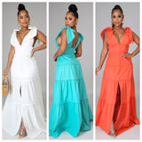 "In the Clouds" Strapped Front Slit Maxi Dress