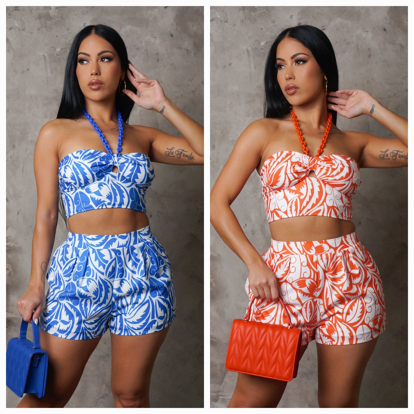 Chained Top & Shirts Set