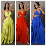 Vacation Chained Double Slit Maxi Dress