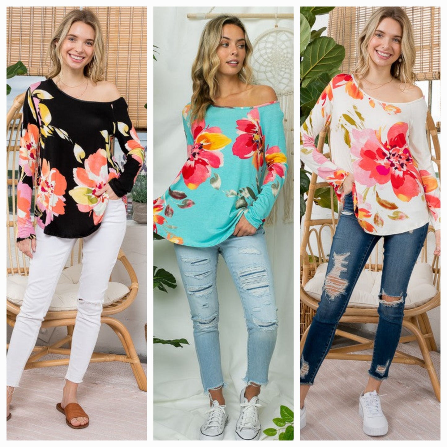 PLUS SIZE FLORAL ONE SHOULDER TOP