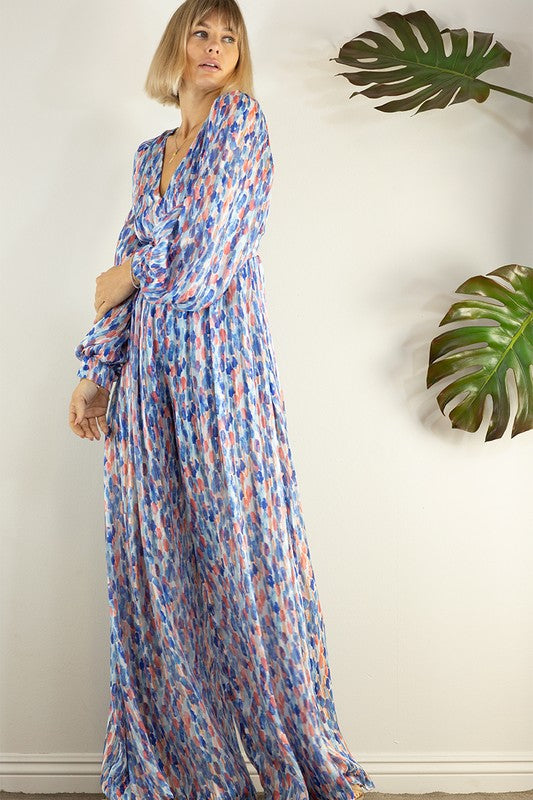 Open Back Long Sleeve Wide Leg Jumpsuit