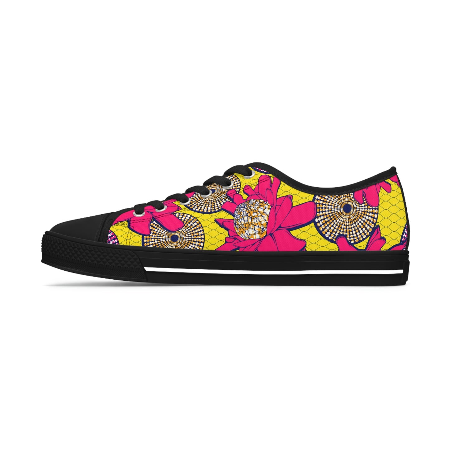 African Bold Flower Graphic Print Women's Low Top Sneakers (2 Colors)