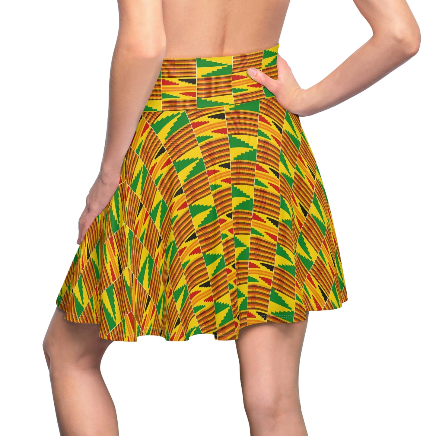 Customized Kente Print Women's Skater Skirt