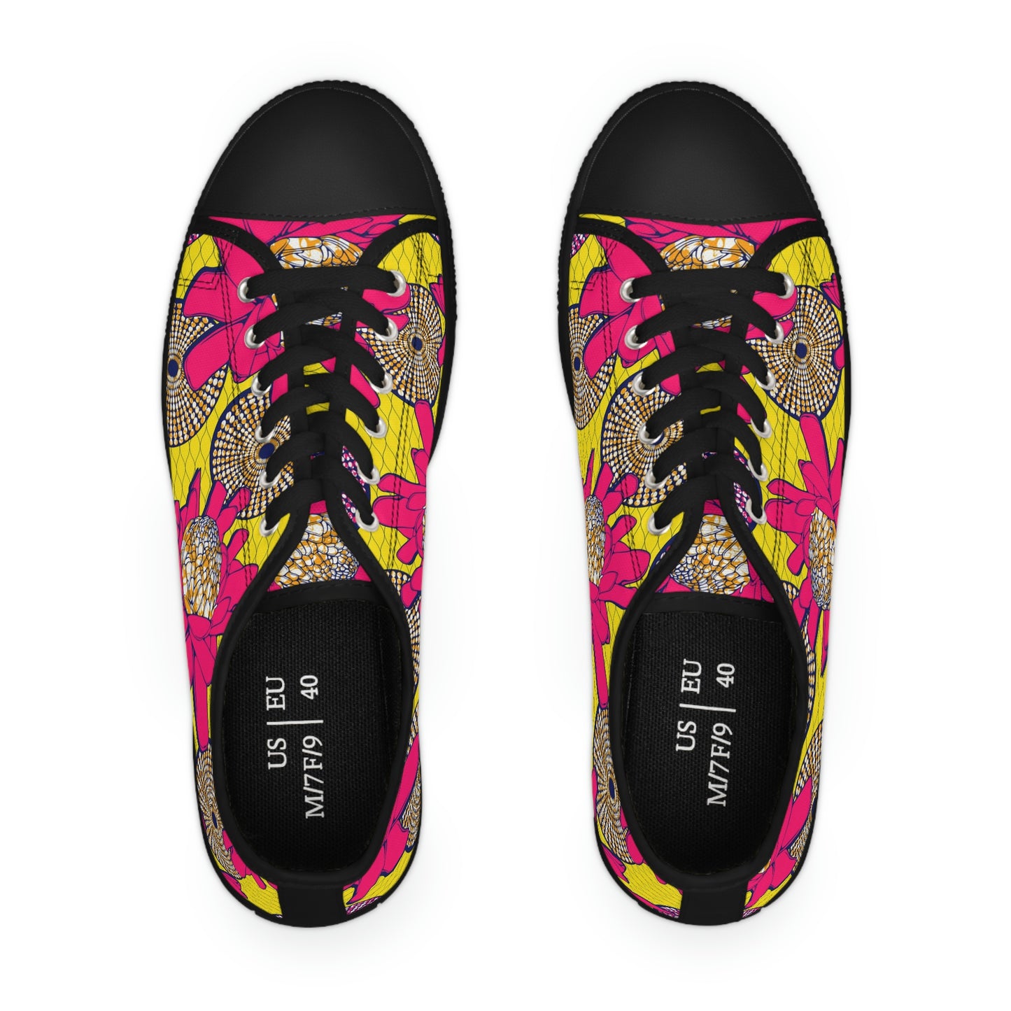 African Bold Flower Graphic Print Women's Low Top Sneakers (2 Colors)