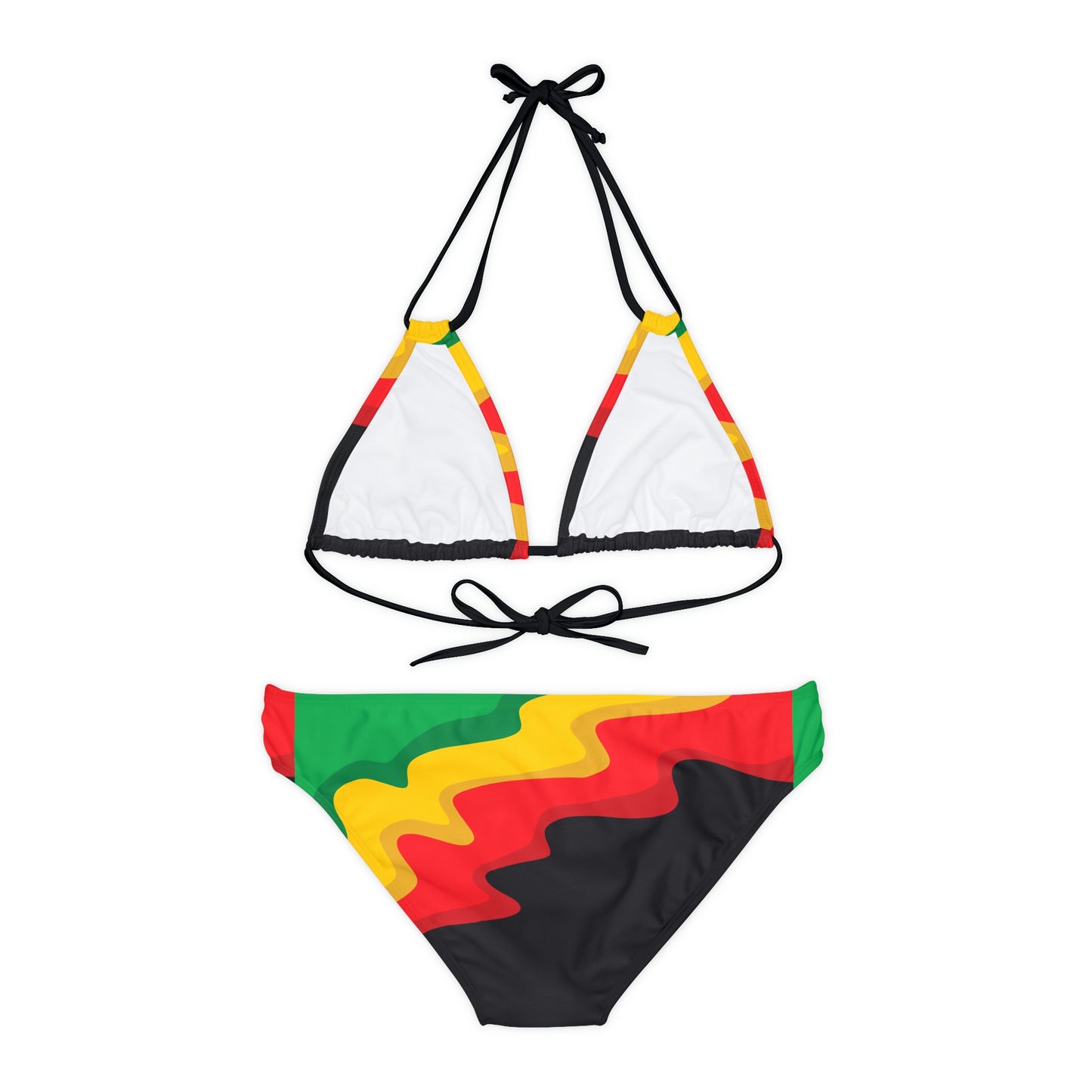 Rasta Print Strappy Bikini Set