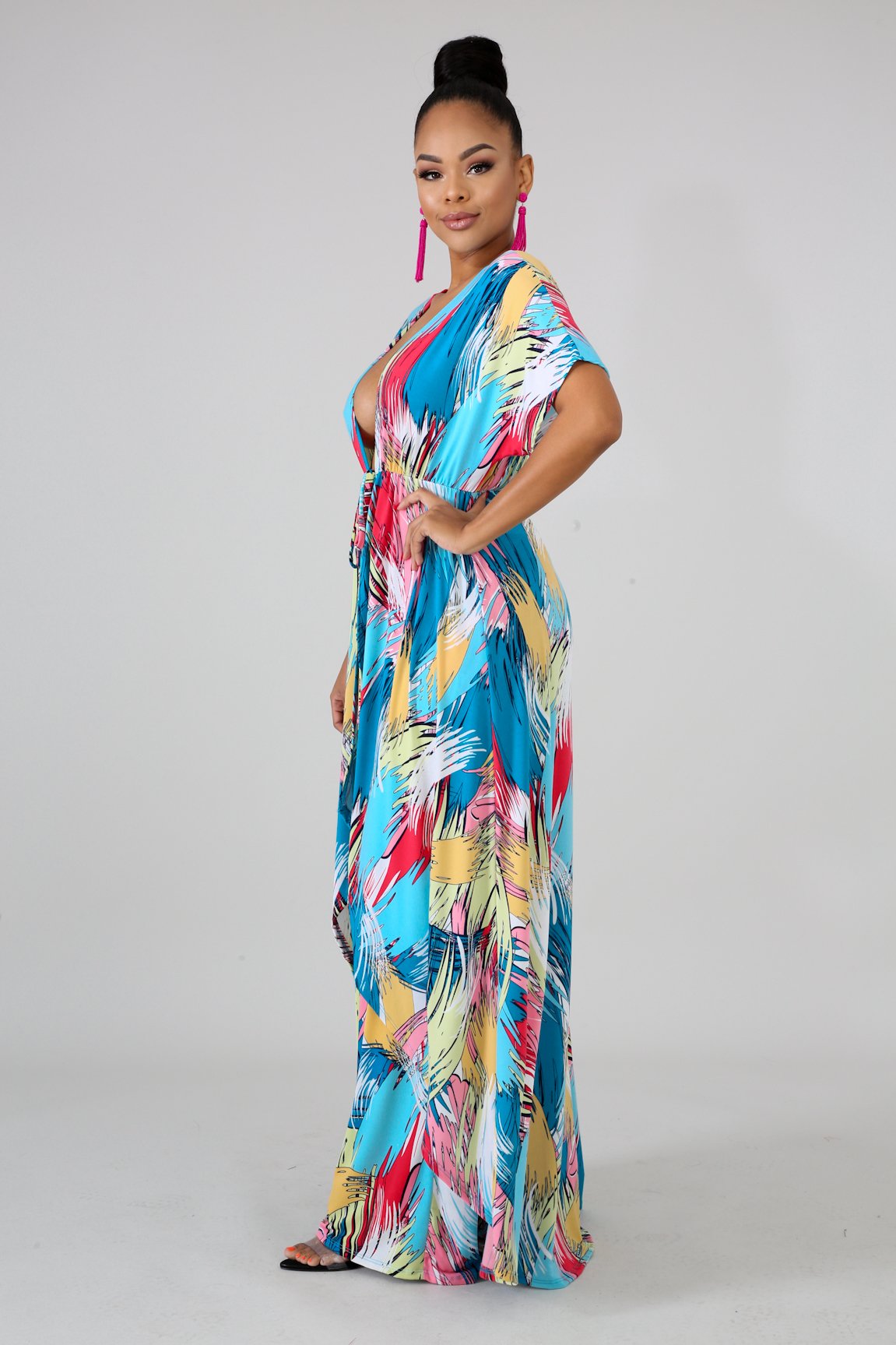 color streaked maxi pants & top vacation set