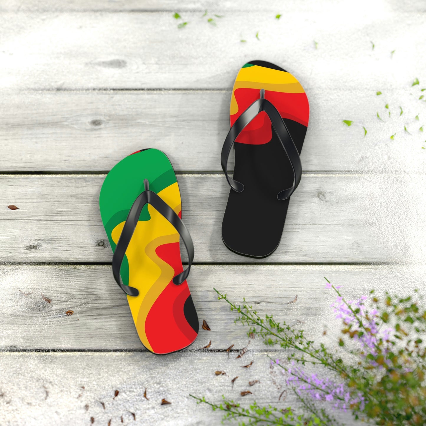 Rasta Print Flip Flops