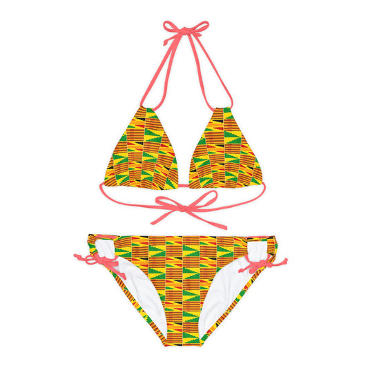 Kente Print Strappy Bikini Set