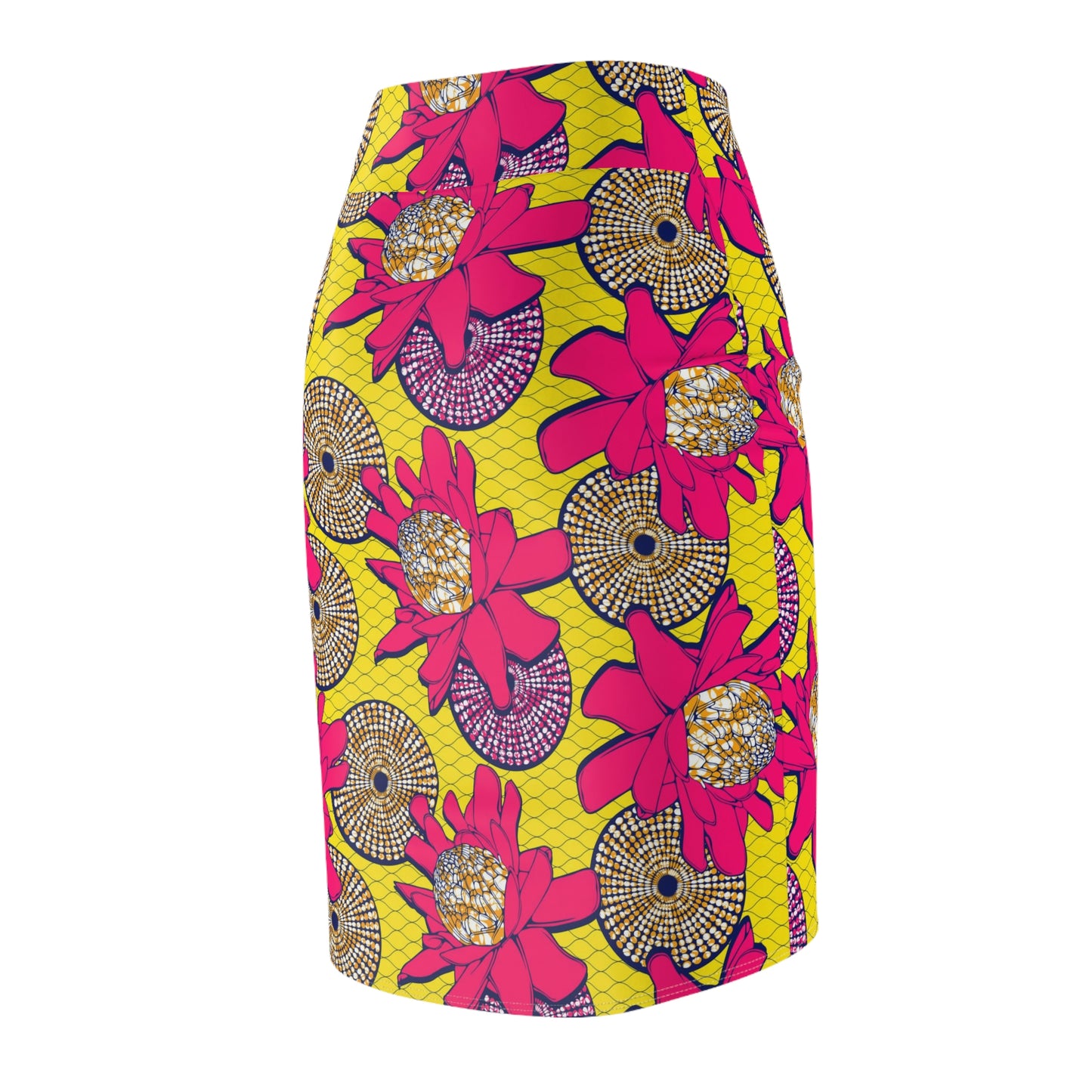 African Vibrant Graphic  Flower Print Women's Pencil Skirt