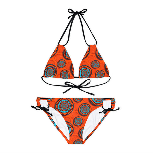African Bold Print Strappy Bikini Set