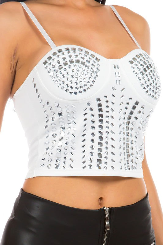 Rhinestone Cropped Top