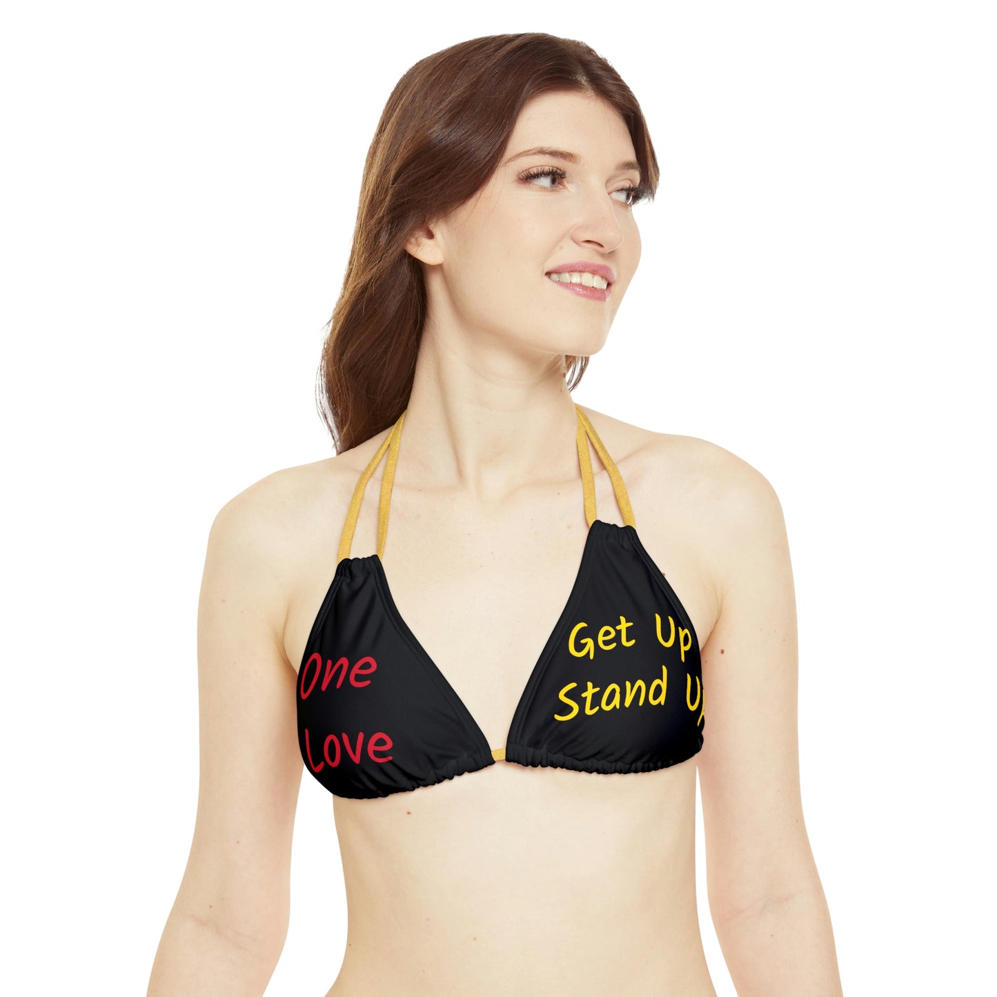 Rasta Reggae Lyric Graphic Print Strappy Bikini Set
