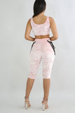 velvet pink capri corset tied set