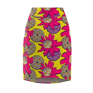 African Vibrant Graphic  Flower Print Women's Pencil Skirt