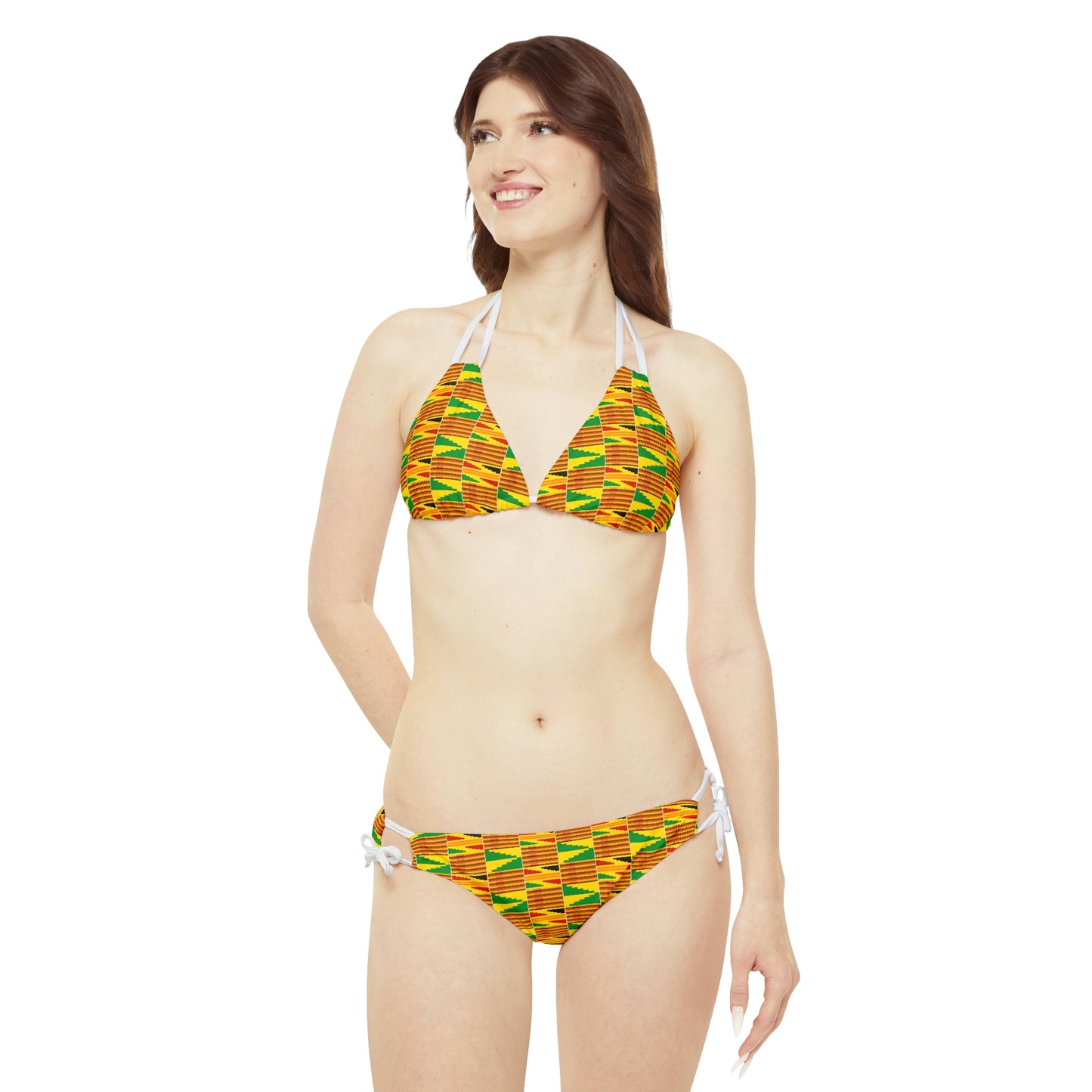 Kente Print Strappy Bikini Set