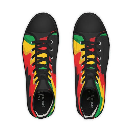 Customized Rasta Print Men's High Top Sneakers
