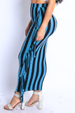 Vertical Striped Fringe Maxi Skirt
