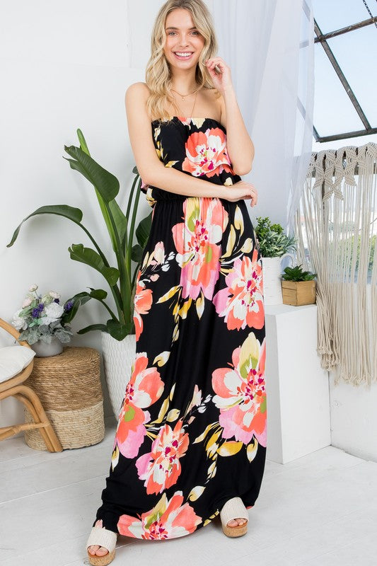 Floral Off Shoulder Maxi Dress