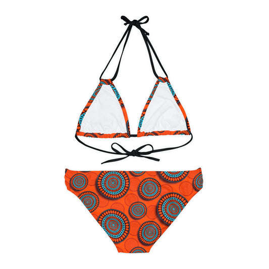African Bold Print Strappy Bikini Set
