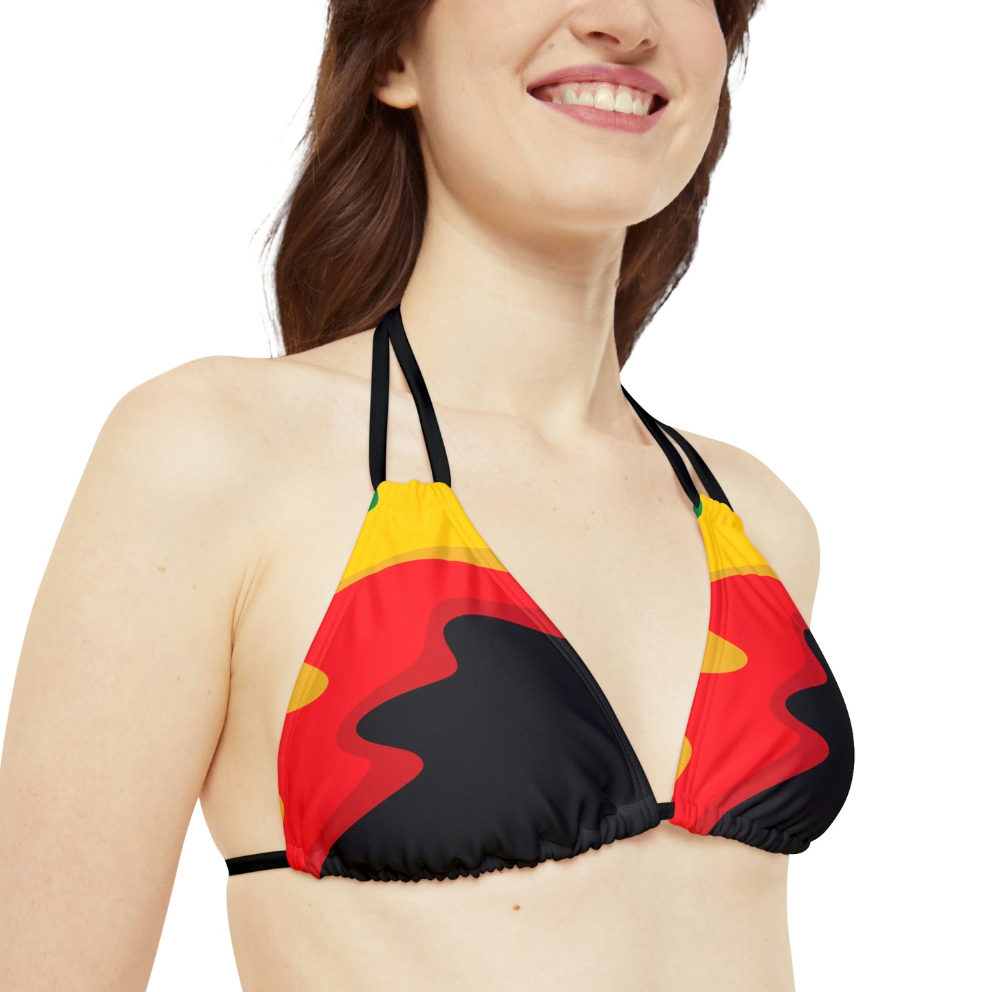 Rasta Print Strappy Bikini Set