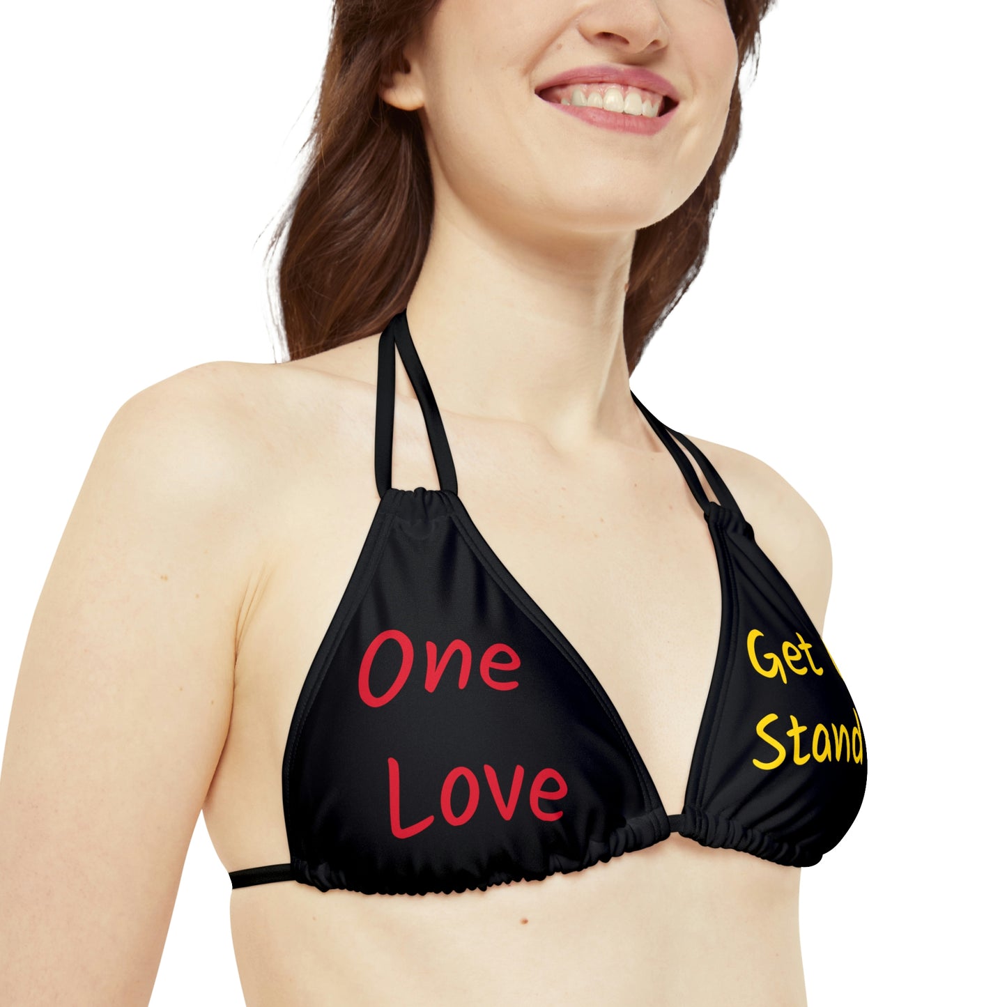Rasta Reggae Lyric Graphic Print Strappy Bikini Set