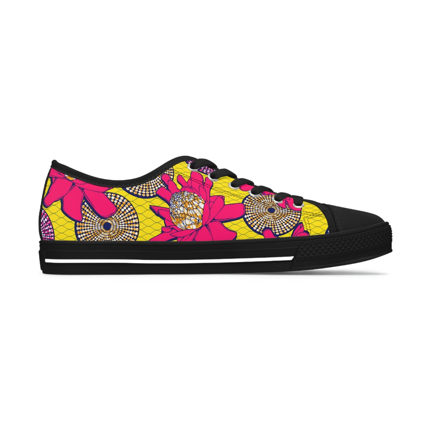 African Bold Flower Graphic Print Women's Low Top Sneakers (2 Colors)