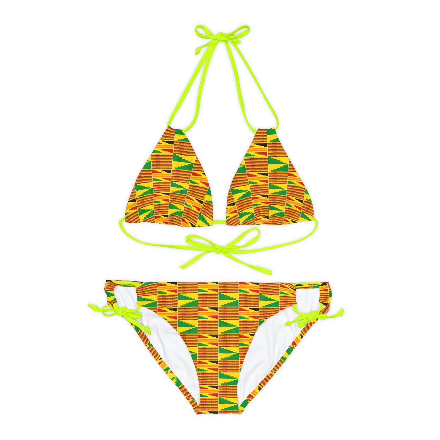 Kente Print Strappy Bikini Set