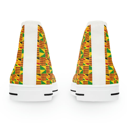 Customized Kente Print Women's High Top Sneakers