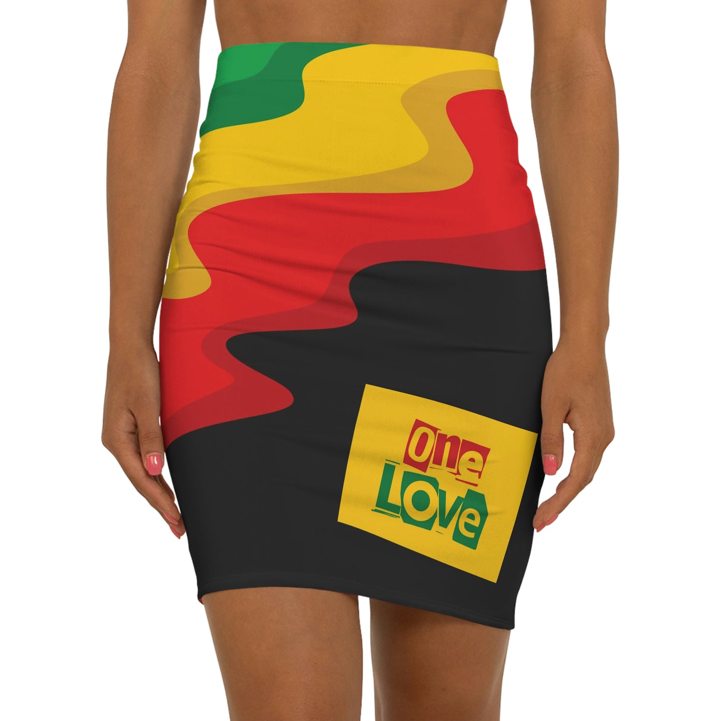 Rasta Print "One Love" Mini Skirt