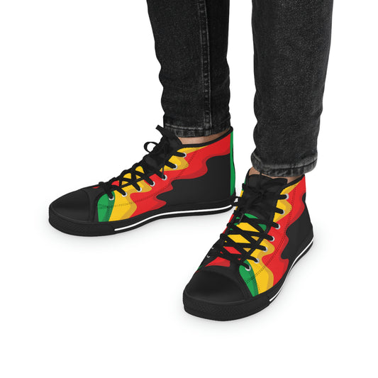 Customized Rasta Print Men's High Top Sneakers