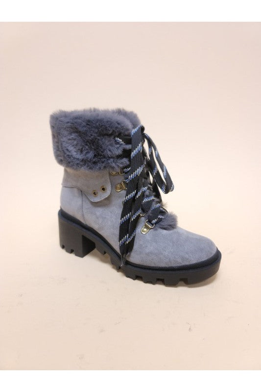 Fur Laced Up Booties