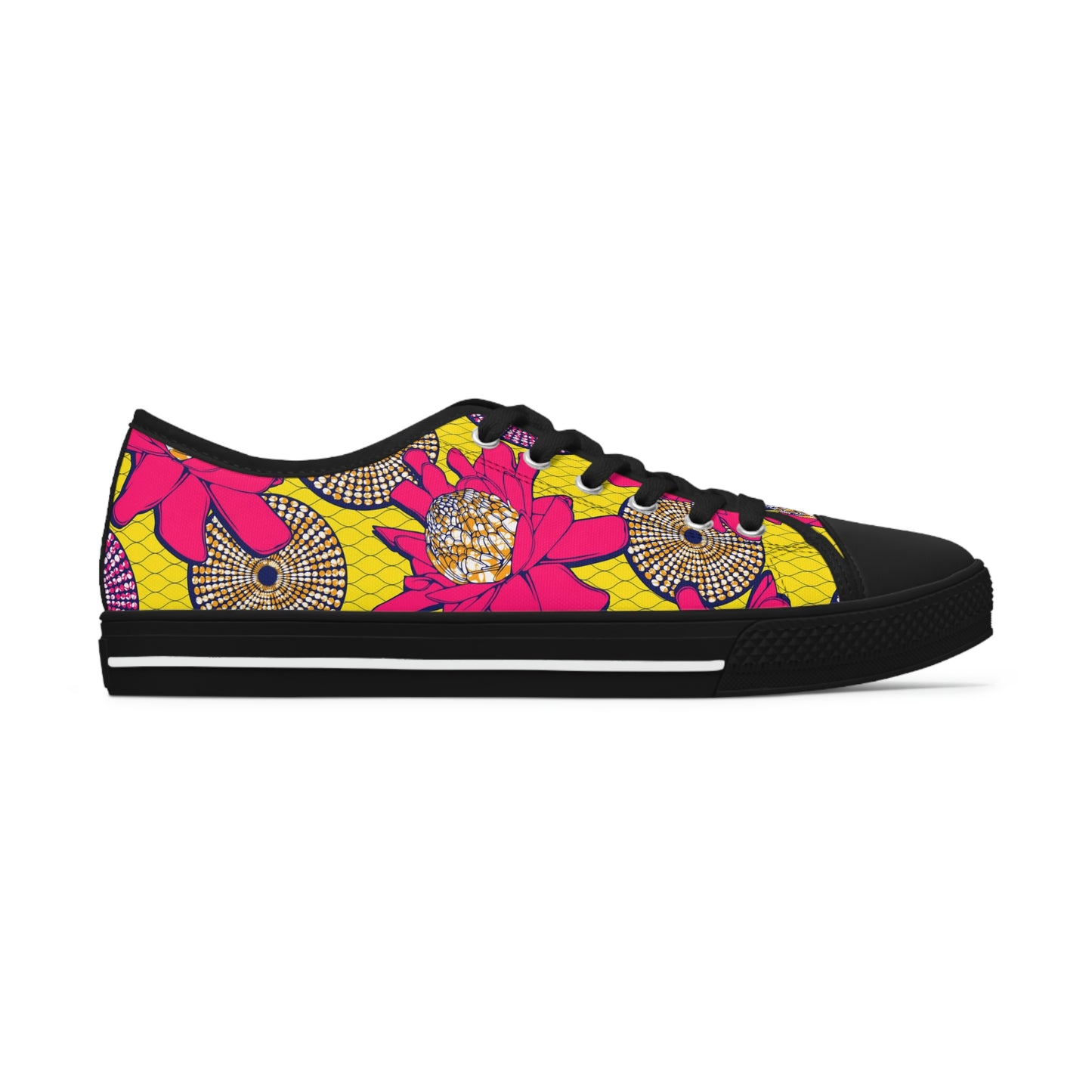 African Bold Flower Graphic Print Women's Low Top Sneakers (2 Colors)