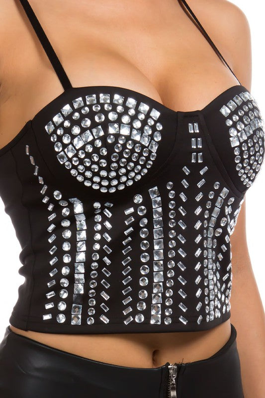Rhinestone Cropped Top