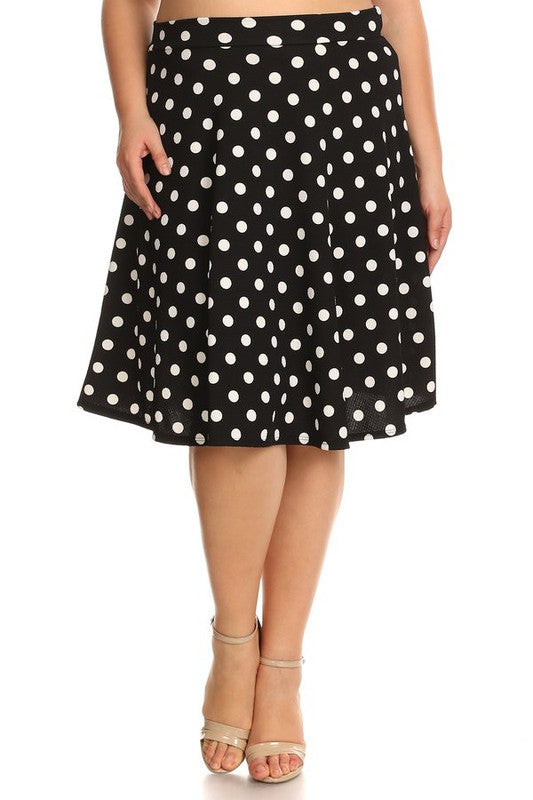 Plus Size Black & White Polka Dot Skirt