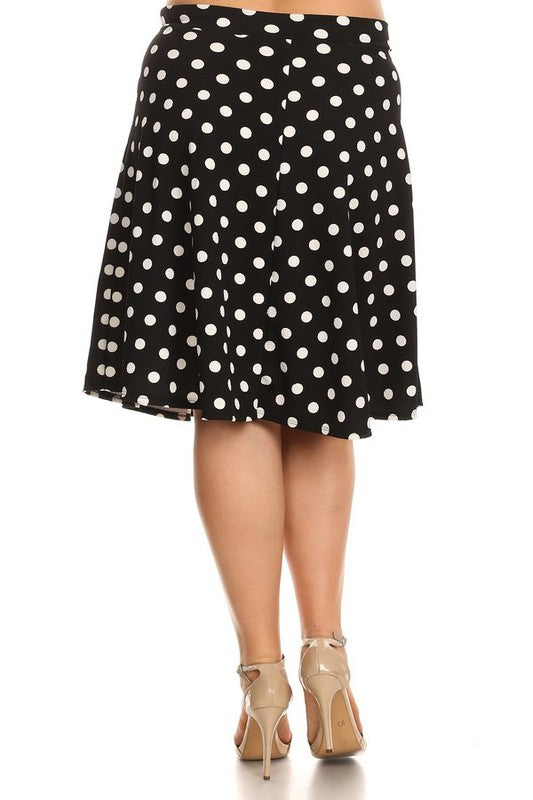 Plus Size Black & White Polka Dot Skirt