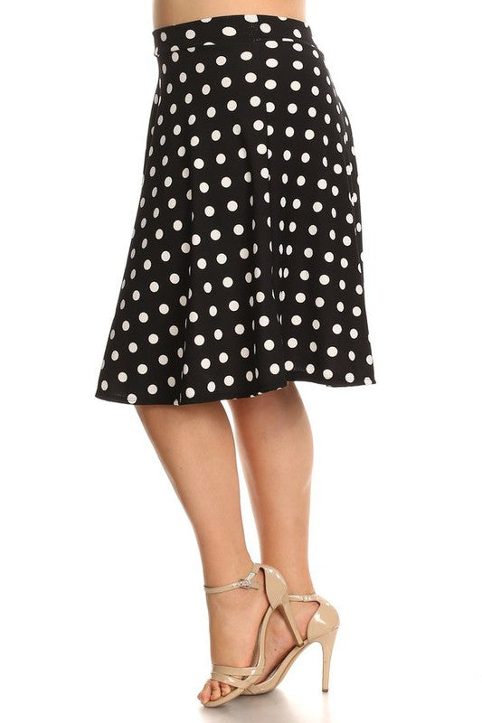 Plus Size Black & White Polka Dot Skirt