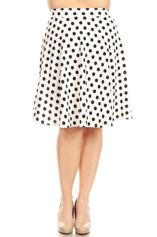 Plus Size Black & White Polka Dot Skirt