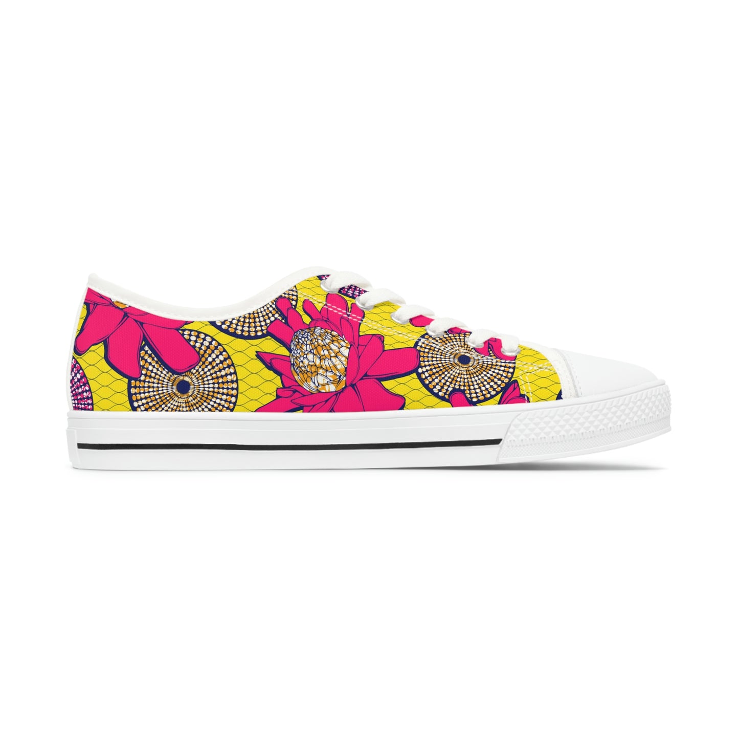 African Bold Flower Graphic Print Women's Low Top Sneakers (2 Colors)